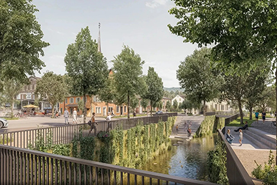 Visualisierung des Eulachzugang beim Lindenplatz in Wülflingen